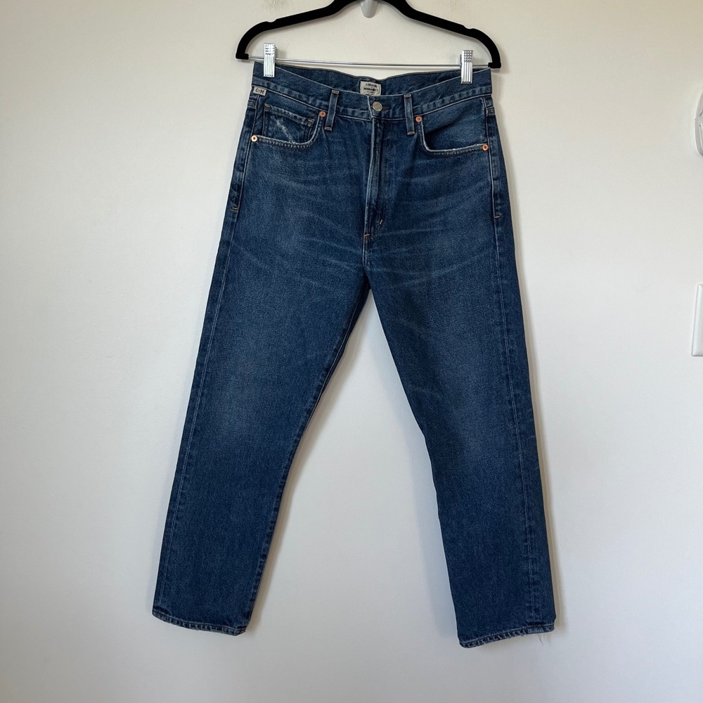 Citizens of Humanity Dree Crop Distressed Ankle High Rise Slim Straight Jeans 28